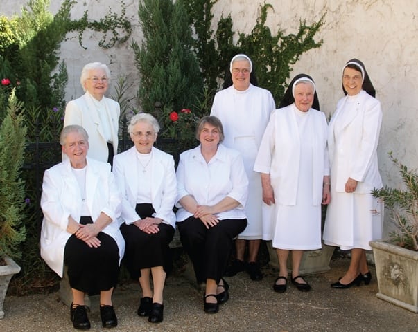 Seated, (L to R): Sisters Kristin Rever, Celestine Rondelli, Susan Karina Dickey. Standing (L to R) Sisters Margaret Grueter, Thecla Khunline, Trinita Eddington, Dorothea Sondgeroth.