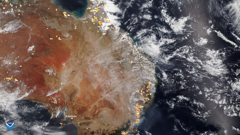 NOAA-20 captured this image of Australia on Dec. 26, where historic bushfires still rage in the southeastern states and territories and are especially intense around the South Australian city of Adelaide. Meanwhile, fires around Sydney have mostly been brought under control, but the New South Wales Rural Fire Service (NSWRFS) advised affected residents that “weather conditions are forecast to deteriorate over the coming days... [and to]...monitor the changing conditions.” 