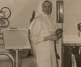 Sister M. Trinita Eddington in the new Coronary Care Unit, 1965.