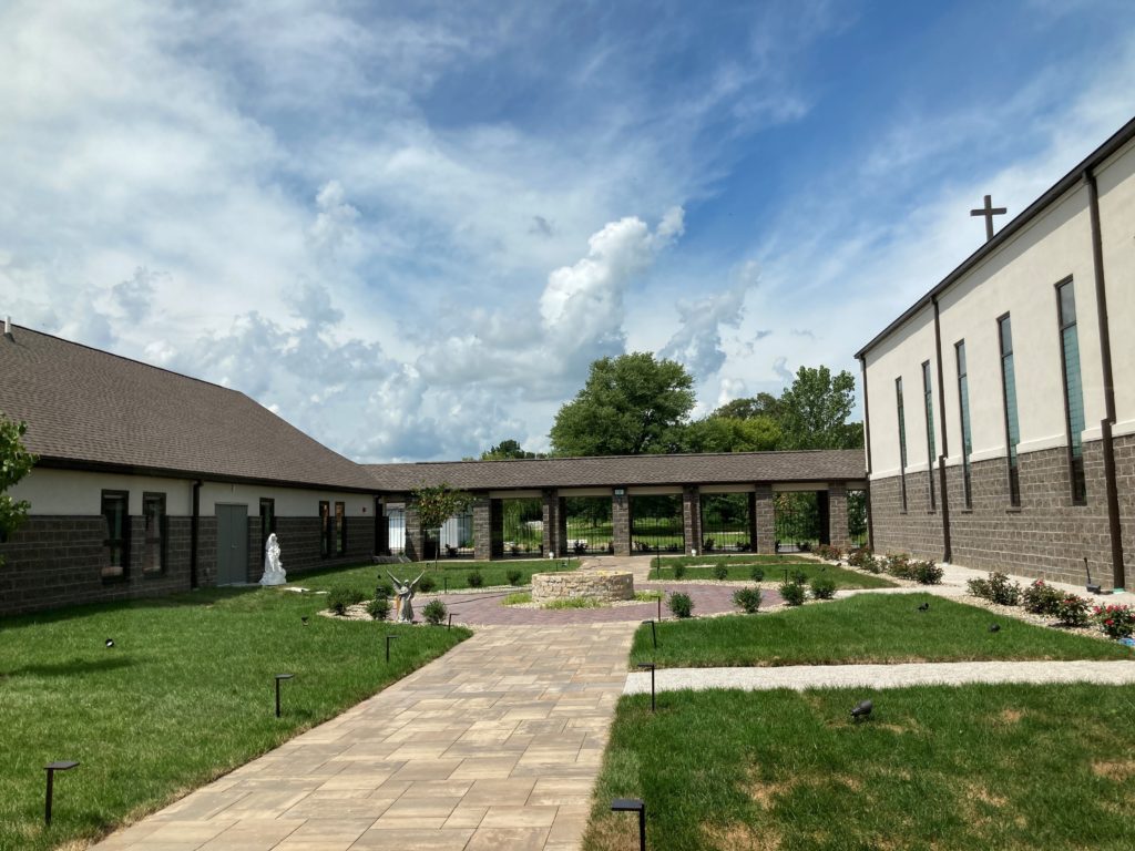 The courtyard at the Dominican Monastery of Mary the 
Queen, Girard, Illinois.
