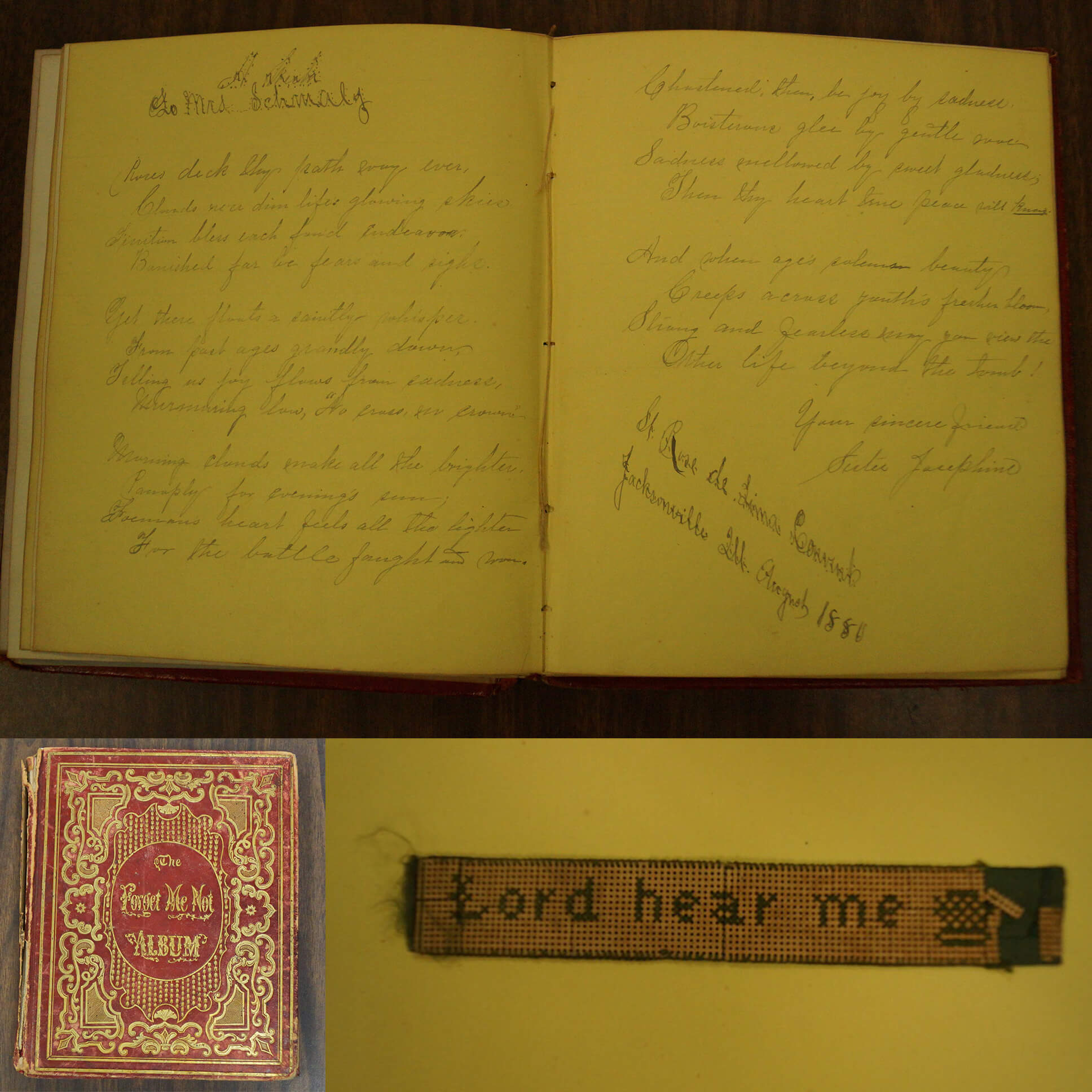 Note by Sister Josephine; St. Rose de Lima Convent; Jacksonville, Ill. August 1880