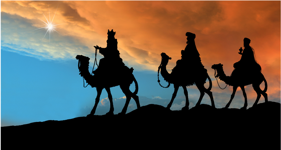 wise men on camels following star of bethleham