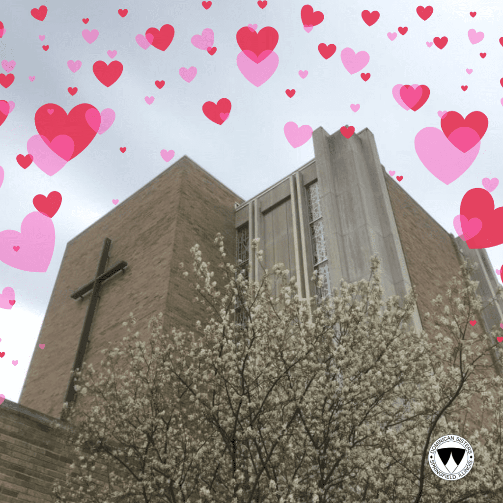 SHC exterior with hearts in the sky