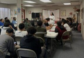 Sister Mary Jo with the San Xavier Mission confirmation class