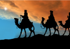 wise men on camels following star of bethleham