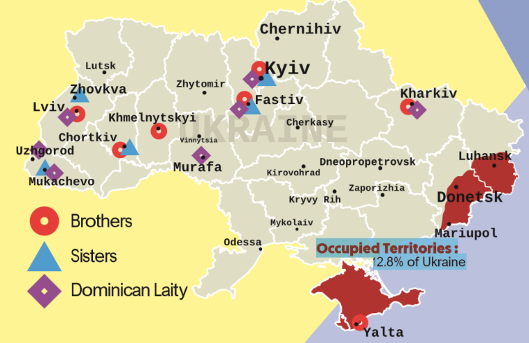 map of Ukraine showing where Dominicans are located